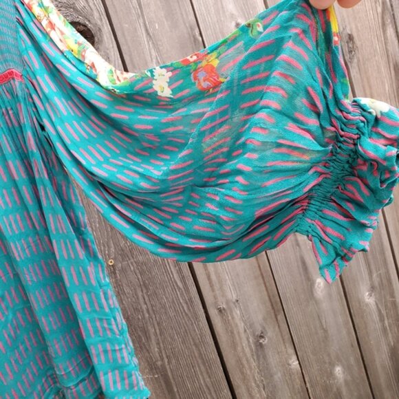 Anthropologie Blnk London Blue Pink Floral Top - Picture 5 of 9